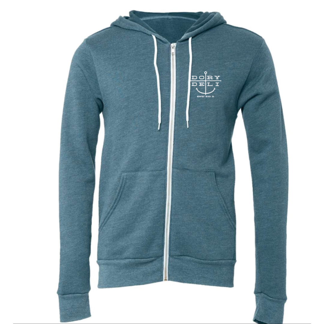 Heather Teal Zip-Up Hoodie